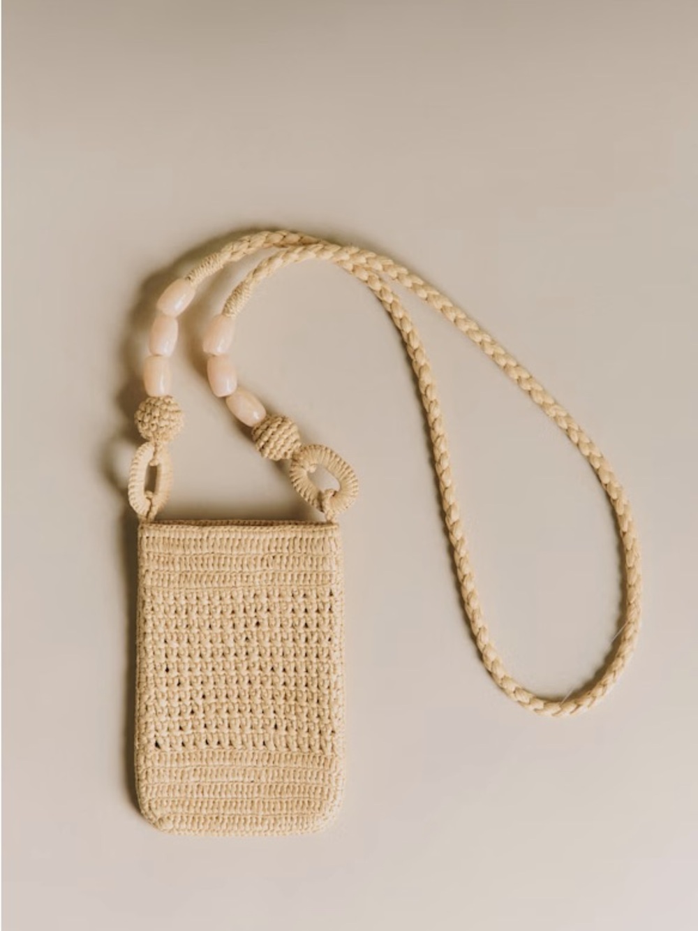 Sezane Tasha Crossbody Pouch Natural Perforated Raffia
